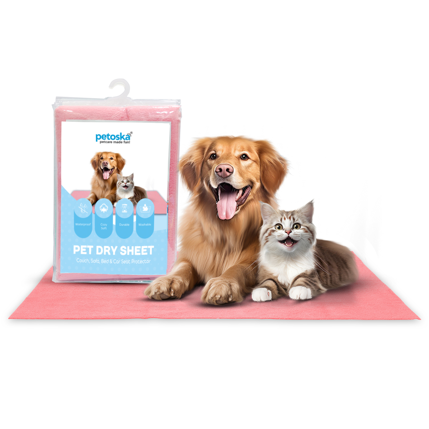 Petoska Pet Dry Sheet Small - Coral (70 cm x 50 cm)